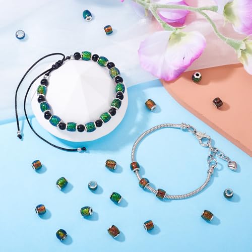 40 stuks glazen kralen voor armbanden temperatuurdetectie kleur wisselende kralen drum rondelle kralen met zilveren ringen voor sieraden vrouwen oorlog doe-het-zelf ketting
