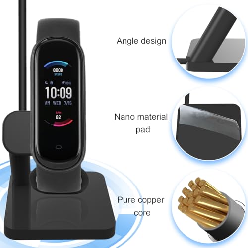 Oplaadstation Compatibel met Xiaomi Mi Band 6/Mi Band 7/Mi Band 5/Amazfit Band 5, Magnetische laaddock, Stand, laadstand, USB-oplaadkabel, laadhouder, met 1 meter kabel 3