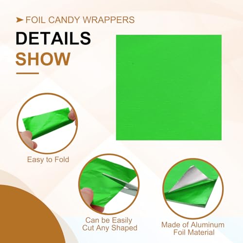 3.15 Inch Foil Candy Wrappers, 100Stuks Chocolate Wraping Paper voor Homemade Caramel DIY Sweets Decoratie Chocolade Cake Verpakking, Groen 3