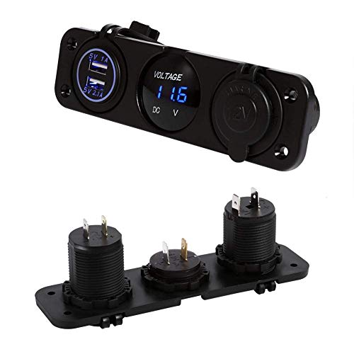 auto dubbele USB-lader poederadapter waterdichte auto boot 3 gat panel USB-lader sigaretaansteker voedingsadapter bus blauw LED voltmeter Electronic Accessoires 3