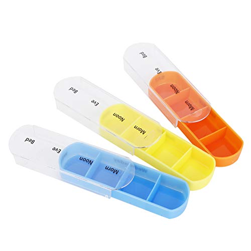 Medicine Storage Box, Color-Coded Tablet Organizer met 4 Compartments for Morning, Middag, Avond en Slaaptijd, Portable Weekly Pill Box met 4