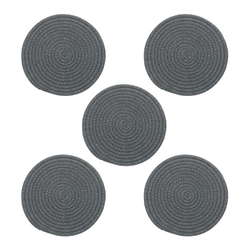 Hot Food Coasters 20,5 cm, 5 stuks Coasters Mat voor warme potten en pannen hittebestendig Hot Pads Pothouders voor keukentafel, donkergrijs