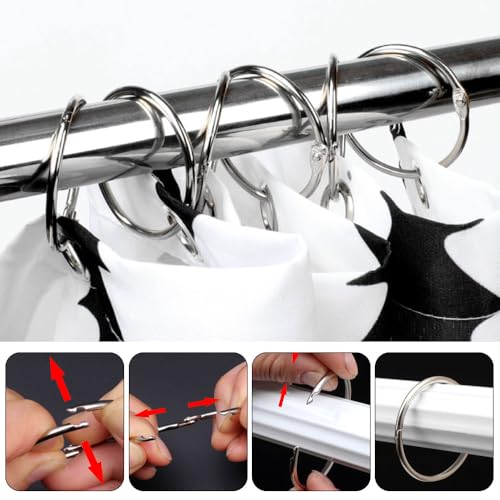 40 st Metalen gordijn ringen, 50mm Metalen Ronde Douche Gordijn Ring Gordijn Ringen voor het openen Douche Gordijn Ringen voor Window Curtain Bed Gordijn Douche Gordijn (Zilver) 5