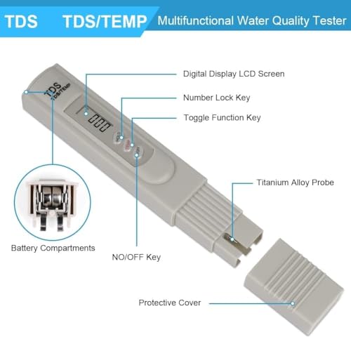 Waterkwaliteit Test TDS Meter, +/- 2% leesnauwkeurigheid, TDS/Temp 2-in-1 watertesters, voor huishoudelijk drinkwater, zwembad, hydrocultuur, aquarium 4