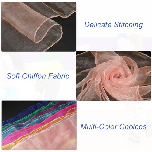 Danssjaals, 12 stuks vierkant jongleren sjaals 45 bij 45 cm voor het spelen, Magic Music, Activiteit, jongleren, Dressing, Coral Pink 3