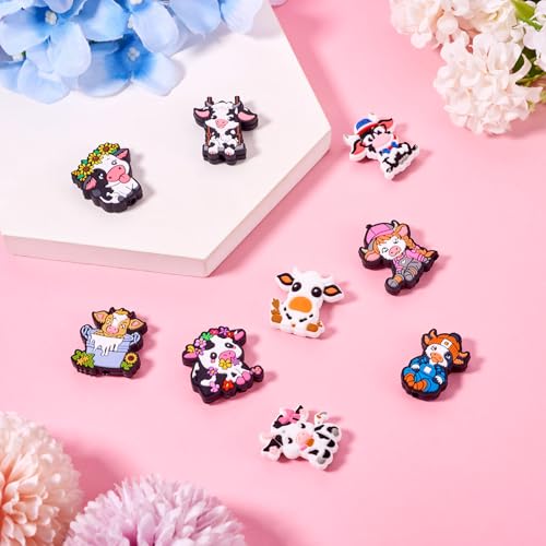9 st Vee Siliconen Kralen Schattig Dier Rubber Kralen Cartoon Cow Spacer Kralen Dier Siliconen Focal Kralen Ambacht Kralen voor DIY armband sieraden maken 3