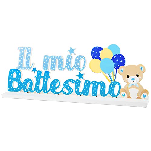 Il Mio Battesimo Tafel Decoratie Houten Tafel Ornamenten Christenen Hout Bureau Decoratie Tafel Decoratie (Blauw)