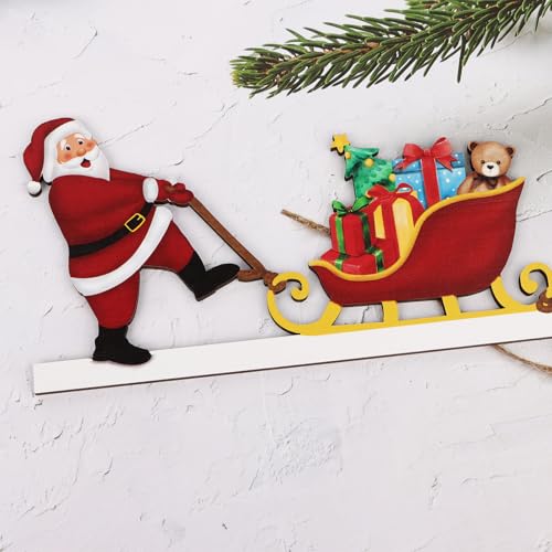 Decoraties van de kerstdeurframe Santa deur hoek tekenen grappige deur ornament houten deurframe decor voor Xmas deur venster welkom tekenen 3