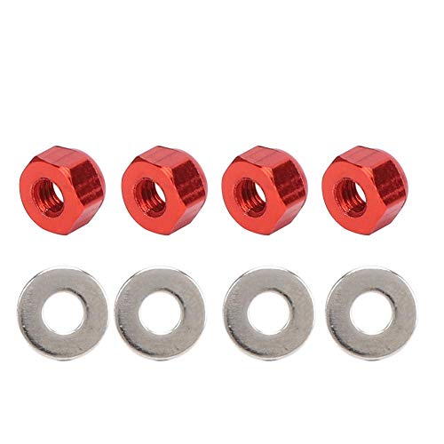 RC Car Wheel Nut, 4 stuks 3mm RC Off-road Voertuig Wiel Hex Lock Nut Fit Band Nut Upgrade Accessoire voor 1/14 144001 RC Car (Red A949-49R) Auto Accessoires 3
