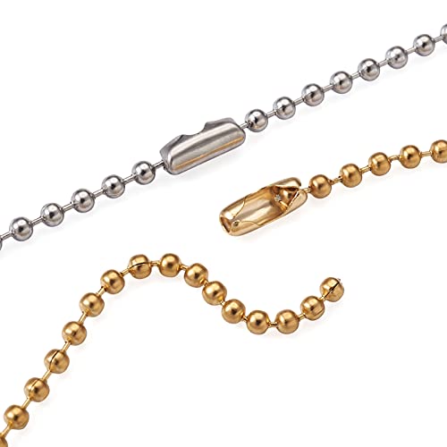 2.4mm Roestvrij stalen kogel kralen ketting met 32 voet kralen ketting en 50 st bijpassende connectoren voor sieraden maken, 3 kleuren 4