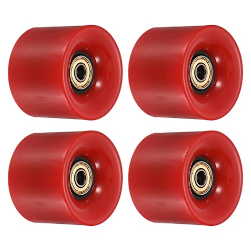 60mm Longboard Wielen met lagers ABEC-11, 4 Pack Street Wielen voor Skateboards Cruiser Wielen Vervanging 80A, Red Golden