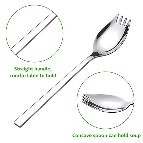 Draagbare Lepel RVS Set van 2 creatieve saladelepels met stro, 2-in-1 vork en lepel voor pasta cake 4