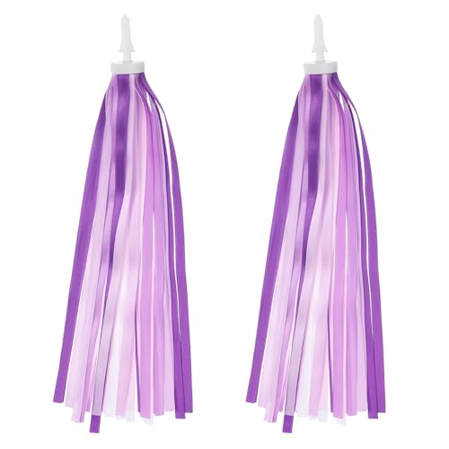 Bike Streamers,Kleurrijke Scooter Handlebar Tassels Handgrepen Libbon Accessoires Decoraties voor meisjes fiets driewieler handgrepen, kleur kleur verloop paars