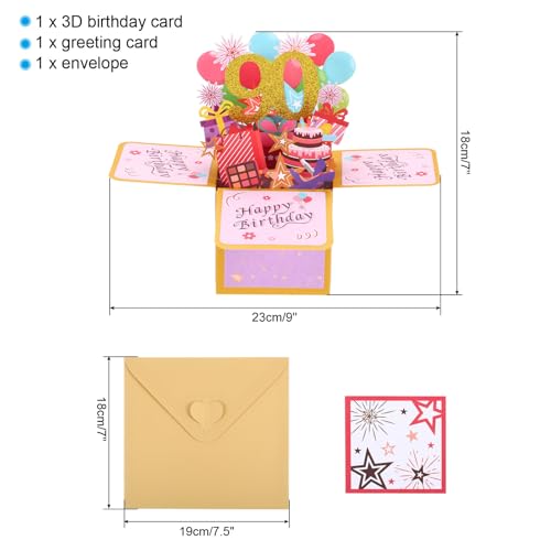 Verjaardagskaart 90e verjaardag, verjaardagskaart Cadeaukaart Grappig Gelukkige verjaardag Sweet 3D met wenskaart en envelop, gouden foil