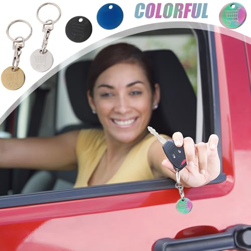 9 stuks Trolley Munten, Roestvrij stalen Munt Sleutelhanger Winkelwagen, Coin Winkelwagen, Coin Winkelwagen, Sleutelhanger, UK Set, Trolley Munten voor Supermarkt, Verwijderbare Winkel Sleutelhanger 4