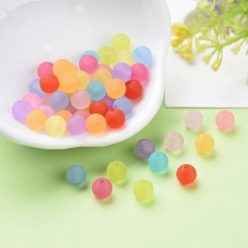 300 st. Kleurrijke Ronde Kralen 6mm Matte Style Acryl Ball Kralen Geborsteld Losse Spacer Kralen Zomer Ambacht Kralen voor DIY Kettingen Oorbellen Armbanden sieraden maken
