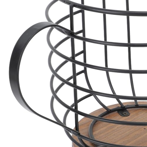 Koffiepod houder, Koffiepod manden, grote capaciteit houten basis, Koffiepod Container, metalen draadhouder Cup met deksel voor Home Bar (zwart) 5