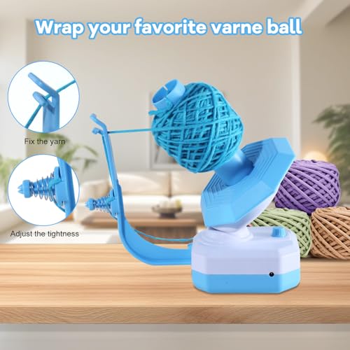 Elektrische Garen Wrapper, Garen Bal Spool, Garen Wrapper voor haken, Garen Spinner, Garen Winding Machine (Blauw) voor huishoudelijke en industriële naaimachines (Blauw, 22,5 cm) 5