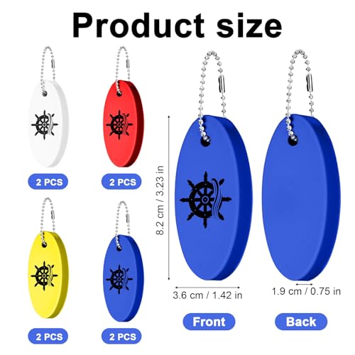 8 st Drijvende boten Keychain, Drijvende sleutelhanger voor boot PU Foam Rescue Stube Key Ring voor het vissen Surfen Zeilen Kanoën Jet Skiën buiten watersport Accessoires (4 kleuren)