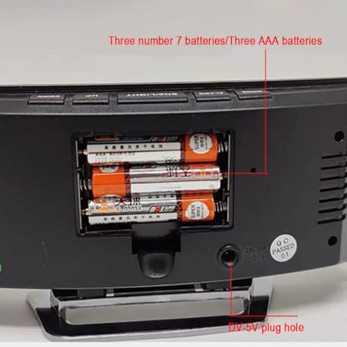 Digitale alarmklok, Grote LED-weergave, Bedside Table, Batterijbediende klok, Elektronische Tafelklok, Reiswekker, Digitale klok met temperatuurweergave, Datum, 12/24 uur, voor Slaapkamer, Bureau 5