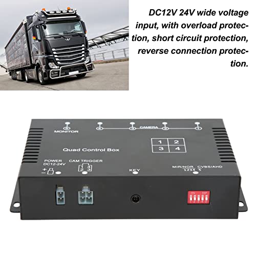 Rearview Camera Control Box, 4 kanaal Video Splitter, 4 kanaal Video Splitter 1080P AHD DC12V 24V Camera Video Schermschakelaar voor RV Truck Bus Trailer 5