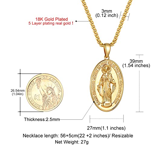Sieraden Oval Wonderbaarlijke medaille ketting, Onze Lieve Vrouw van Graces, Hanger met Filigree Edge, Maagd Maria Religieuze sieraden voor vrouwen mannen 5