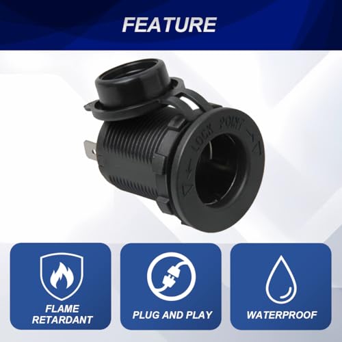 Verpakking van 3 Sigarettenaansteker Socket DC 12V 24V 10A Waterdichte Sigarettenaansteker Socket met LED-licht (rood/blauw/groen) voor auto, motor, marine, met glasbescherming 4