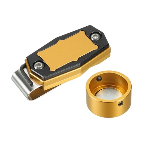 Biljart Magnetische Chalk houder, Ronde Aluminium Pool Biljart Cue Chalk Tip Case met riem Clip voor Snooker Sport Accessoires, Goud Zwart