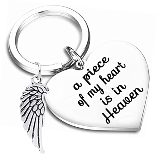 Herdenkingssleutelhanger "Een stuk van mijn hart is in de hemel" Verlies van geliefde sieraden in het geheugen van oma of opa vader met mam, geheugen, sleutelhanger, geschenk, zilver, M, zilver