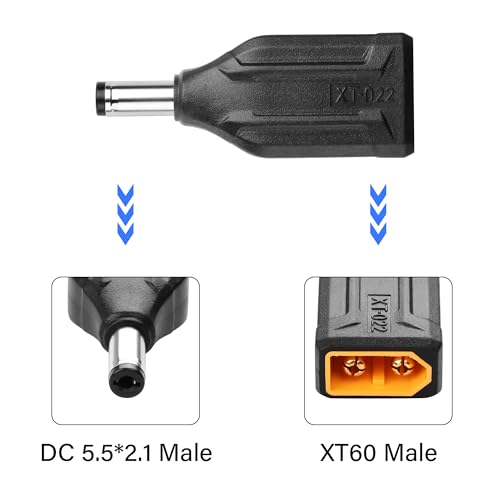 2 Pack XT60 to DC5521 Adapter, XT60 Male to DC 5.5mm x 2.1mm male, draadloos voor TS100 Soldeerijzer, FPV monitor power, drones, drones, drones