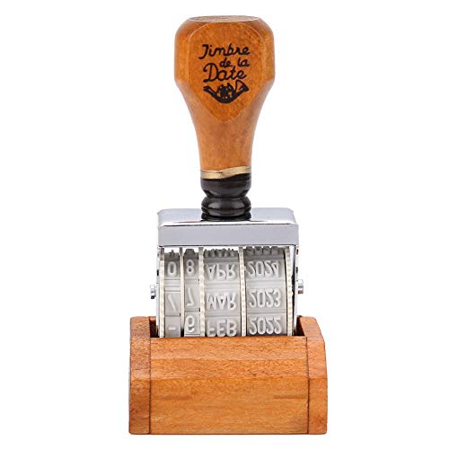 Créatif Datum Seal Rouleau en Bois Timbre Vintage Politie avec Base pour DIY Scrapbooking Art Decoration