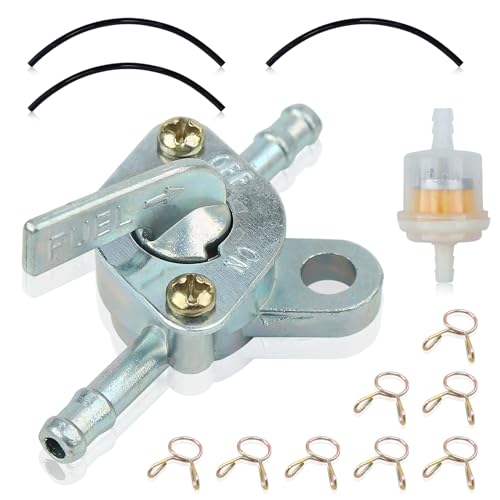 Brandstoffilterset, brandstoffilter voor motorfiets, 1 brandstofslang, oliefilter, 8 brandstofslangklemmen en 1 brandstofschakelaar 3 brandstofslangen voor motorfiets, auto