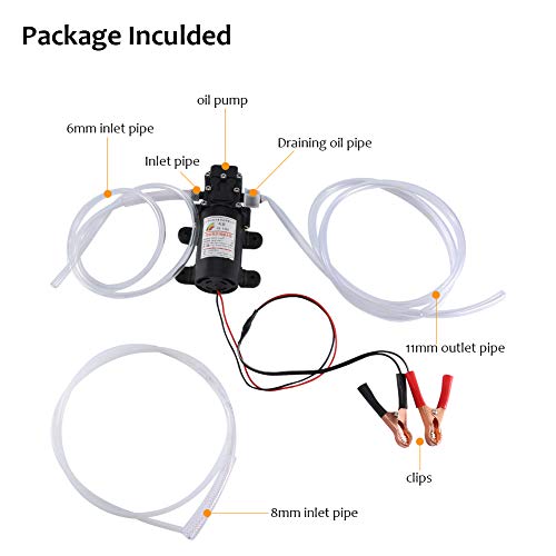 Oliedamppomp, 12 V, 60 W, 0,8 MPA, elektrische oliepompkit voor oliewisseling, met 11 mm/8 mm/6 mm Slang voor auto elektronische accessoires