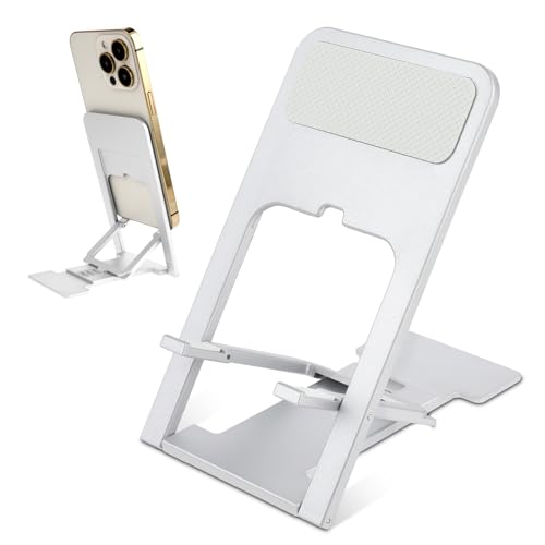 Opvouwbare mobiele telefoonstandaard, draagbare telefoonhouder met 4 hoeken, verstelbare telefoonhouder, bureaustandaard, bureauaccessoires, dunne reishouder voor mobiele telefoon tabletten