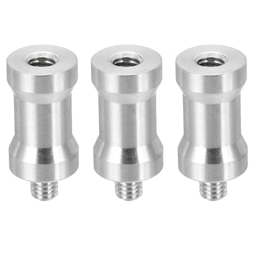 Camera Spindle Schroef Converter 1/4 Inch Vrouw naar M6 Man, 3 Pack Tripod Schroef Adapter Spindle Pen voor lichte stand, Hot Shoe Koude Schoen Adapter Ball Head Flash, Zilver