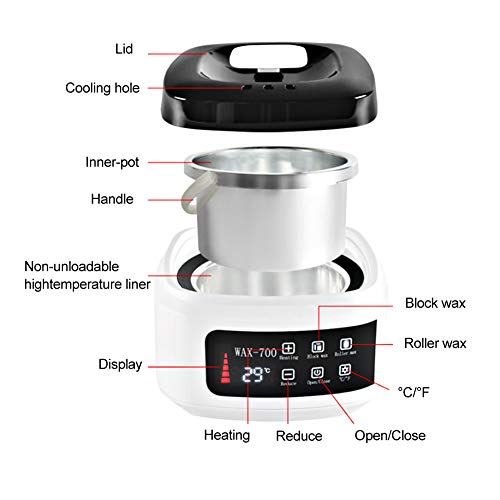 500Ml wasverwarmer, Home waswarmer voor het verwijderen van het haar, automatische temperatuurregeling elektrische haarverwijdering Wax smeltmachine voor vrouwen mannen (EU-plug) 4