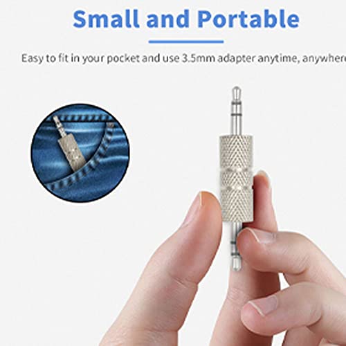 20st jack plug 3.5mm stereo, 3,5mm stekker om audio adapter, zilver, 3,5mm stereo jack aan 3,5mm stereo jack adapter, 1/8 inch audio koppeling plug 5