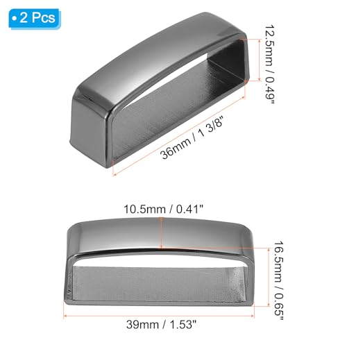 1 3/8" 36mm Riem Loop Houders, 2st Legering Belt Ring Mannen Gesp voor DIY Craft Belt Attachment, Zwart, Zwart, 40mm x 14mm