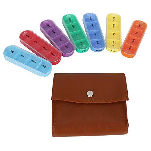 Medicine Storage Box, Color-Coded Tablet Organizer met 4 Compartments for Morning, Middag, Avond en Slaaptijd, Portable Weekly Pill Box met