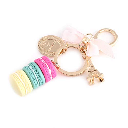 Leuke Macaron Cake Keychain Tower auto sleutelhanger tas portemonnee hanger voor vrouwen Pink Bag Charms(Red Rose) 3