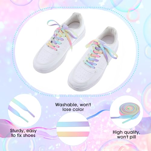 8 Stuks 120 cm Rainbow Laces, Kleurrijke Flat voor Trainers, Regenboog Gradient Laces voor Sneakers Running Shoes Sportschoenen 4