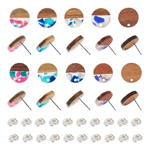 Houten Hars Stud oorbellen Walnut Wood Stud oorbellen voor meisjes vrouw oorbellen