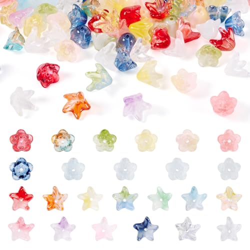 120 st. Verschillende Bloemen Glazen Kralen Spray Geschilderd Glas Spacer Kralen Bloem kralen Caps sieraden Kralen Bulk voor DIY Crafts Levering armband sieraden maken