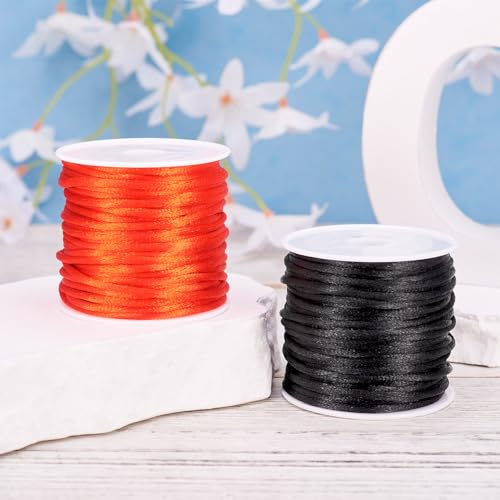 21,86 Yards 2mm Nylon Satin Cord Rat staart String rode zwarte kralen Trim Cord Roll voor het breien DIY Naaien Vrouwen Chinese knopen ketting vriendschap armband Macrame Craft 4