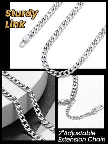 Juwelier Platte Cubaanse ketting 4mm/6mm/9mm, 316L Roestvrij staal Curb Link ketting voor mannen Vrouwen, Hip Hop sieraden 36 46 51 55 61 66 71 76 cm 18 Inch roestvrij staal 3