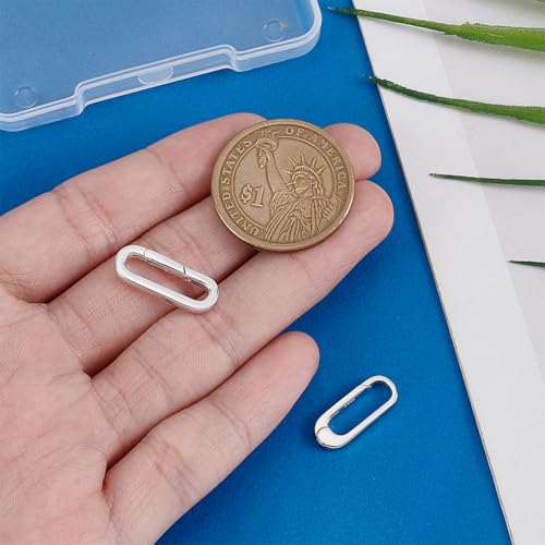 2st 925 Sterling Silver Spring Gate Ringen, 2 maten Oval Spring sluiting Metal Spring Rings Verbindingssluiting voor ketting, armbanden, enkelbanden, sieraden maken 3