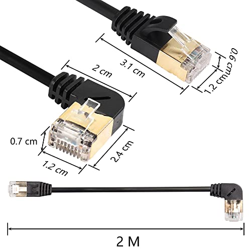 RJ45 Cat8 Ethernetkabel, 90 graden omhoog man tot man High Speed Cat8 netwerkkabel, 40Gbps 2000Mhz SFTP Patch Kabel voor Router Modem Server etc.