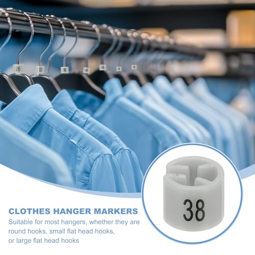 100st Coat Hanger Markers Nummer 38 Tags Fit 3mm Rod Garment Maat Tag Hanger Clips Ronde kleur Coding Label voor kleding Hangers, Grey 3