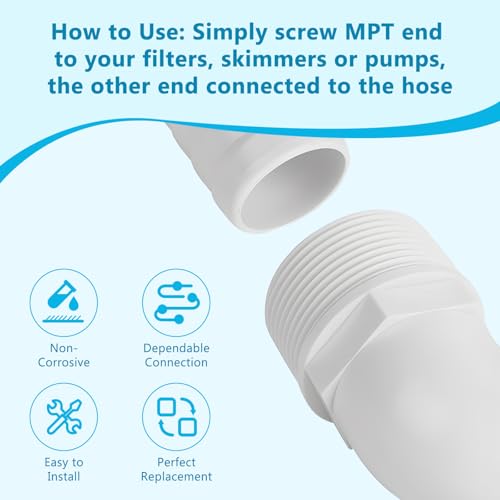 Elbow Adapter Connector, 3Scs 90 Degree Pool Pump Fittings, Geschikte vervanging voor Pool Pump Filter Skimmer Compatibel met SPX1105Z3 SPX1105Z4 SPX1091Z7 4