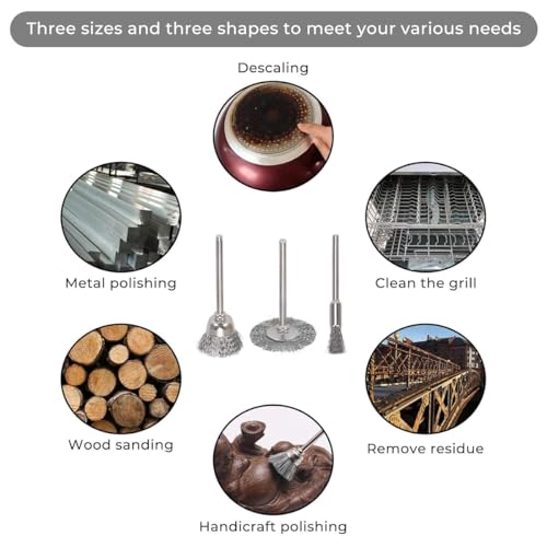 Zee 36 st Messing Staal Polijsten Roterende Gereedschappen Potlood Staalborstel, Beker Staalborstel 1/8" (3mm) Shank voor Dremel Polishing Accessoires 4